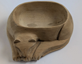Vintage Hand Carved Wood Cat Bowl